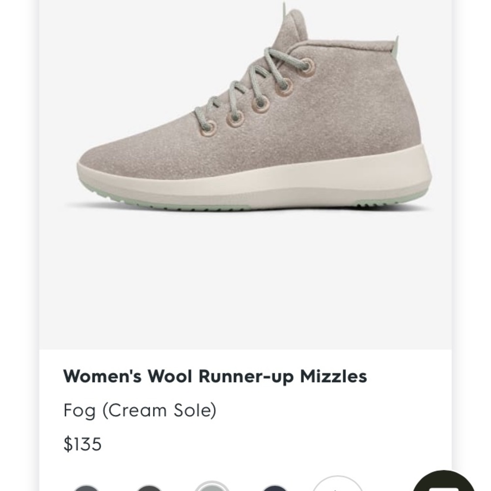 Women’s allbirds wool mizzle runners size 9